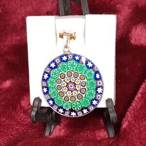 Hand-blown Murano Glass Sterling Silver Venetian Pendant